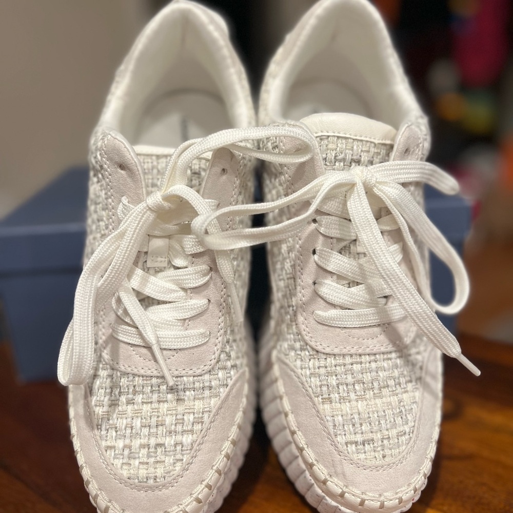 Women's White Tweed Sneakers